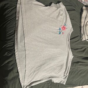 Stetson super cute body Gray T-Shirt with Floral Embroidery